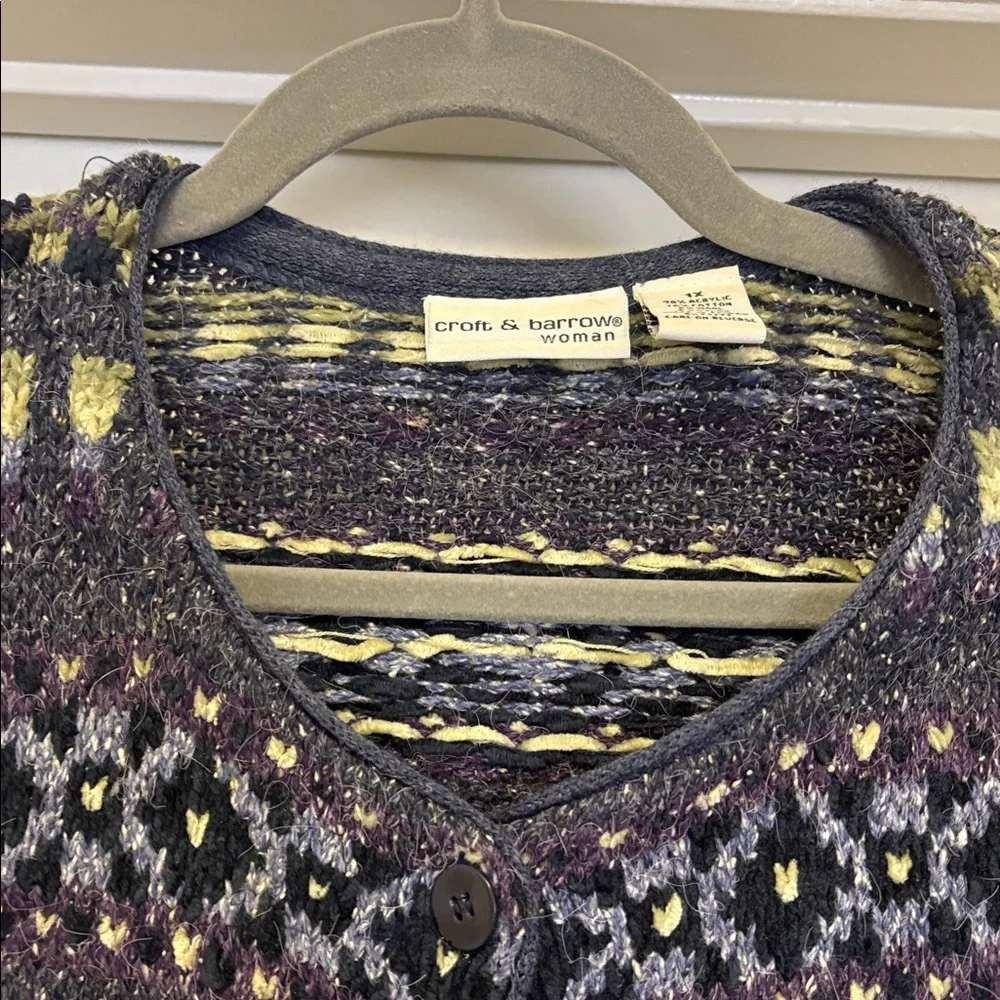 Croft & Barrow Blue and Green Knit Cardigan - Picture 7 of 8